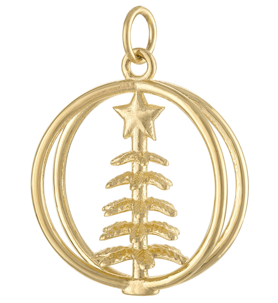 Merry Christmas Tree 14K Gold Charm